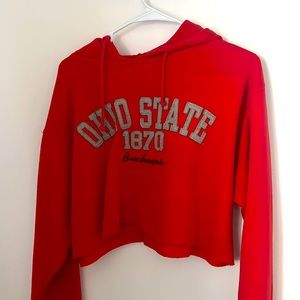 Red Ohio State cropped sweatshirt